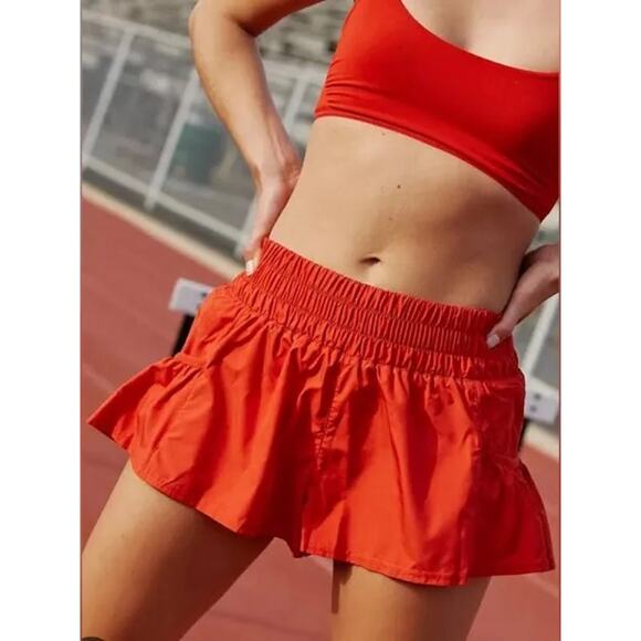 Free People Movement Girl Get Your Flirt On  Shorts in Red Size Large - Picture 5 of 9